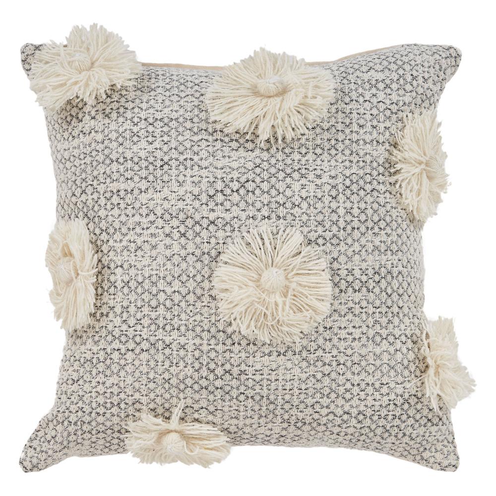 Lr Resources Eclectic Tassel Grey Floral Hypoallergenic Polyester