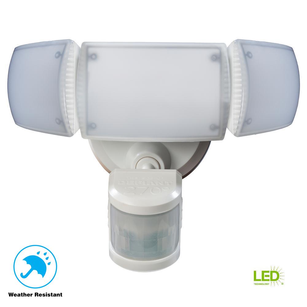 Dusk To Dawn Outdoor Security Lighting The 270 Degree White Motion Activated Outdoor Integrated Led Triple Head Flood Light With Adjule Color