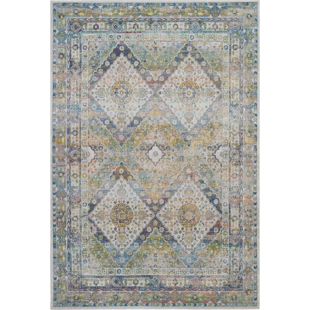Nourison Global Vintage Blue And Green 5 Ft X 8 Farmhouse Area Rug