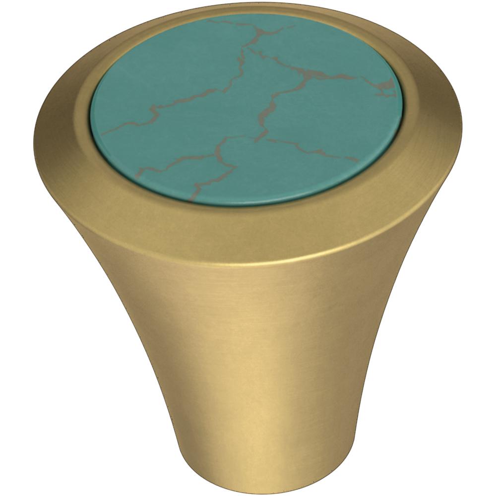 Liberty Agate 1 8 In 29 Mm Brushed Brass With Turquoise Cabinet 29 Mm Brushed Brass With Turquoise Cabinet Knob 4 Pack