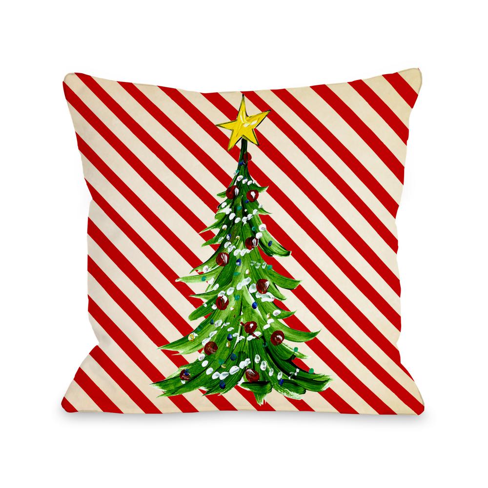 Christmas Tree Stripes 16 In X 16 In Decorative Pillow 72841pl16