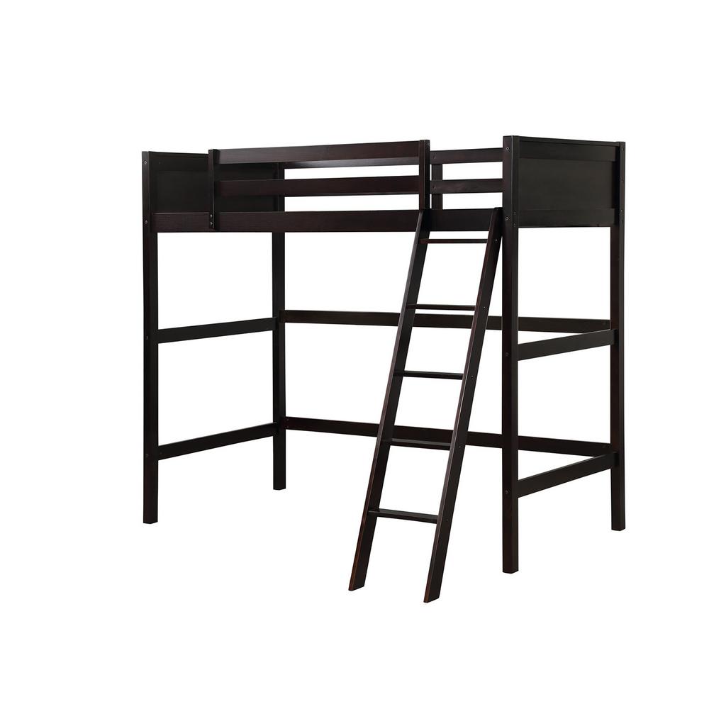 Boyel Living Espresso Solid Wood Loft Bed Panel Style Bunk Loft Bed Panel Style Bunk
