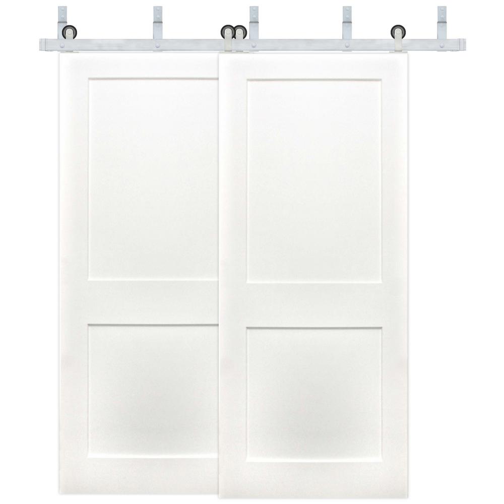 72 In X 80 Byp Shaker 2 Panel Solid Core Prime Pine Wood Sliding Barn Door W Stainless Steel Hardware Kit 72 In X 80 Byp Shaker 2 Panel Solid Core Prime Pine Wood Sliding Barn Door W Stainless Steel Hardware Kit
