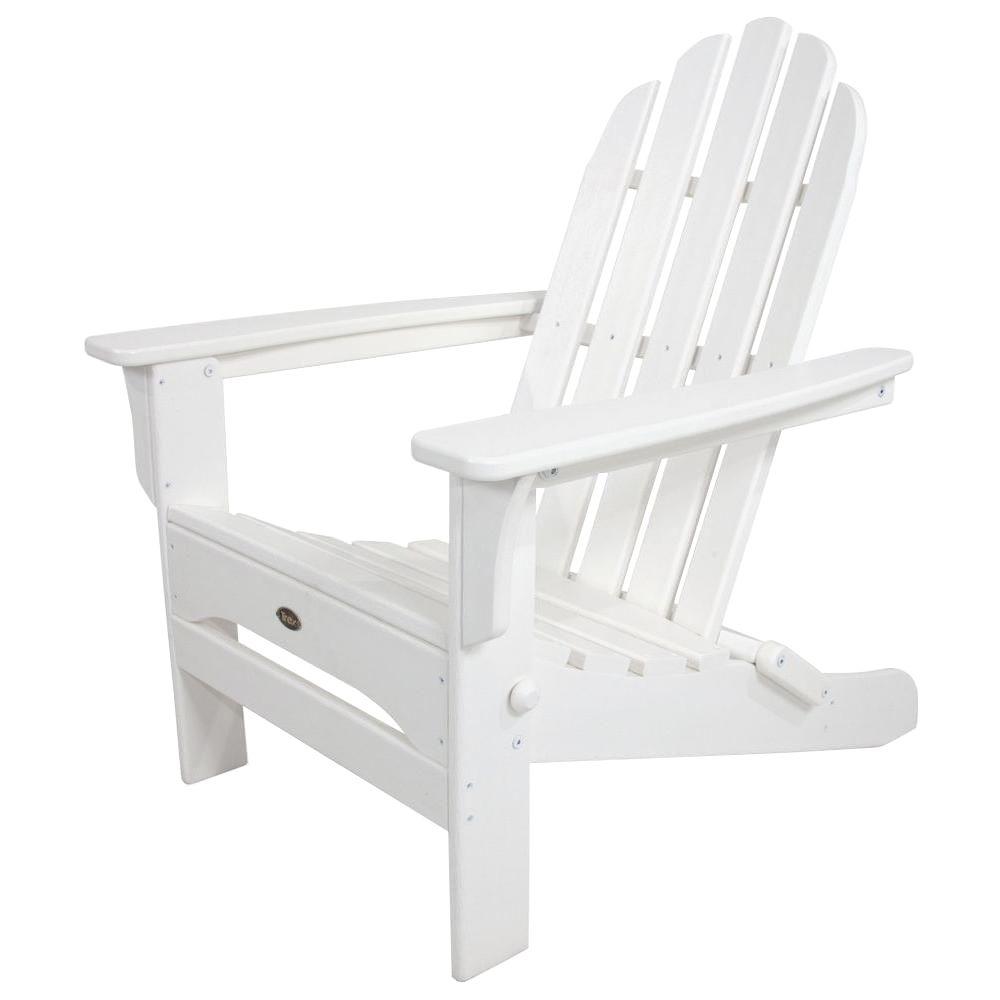 Plastic Patio Chairs Furniture The Home Depot Cape Cod Classic White Folding Plastic Adirondack Chair