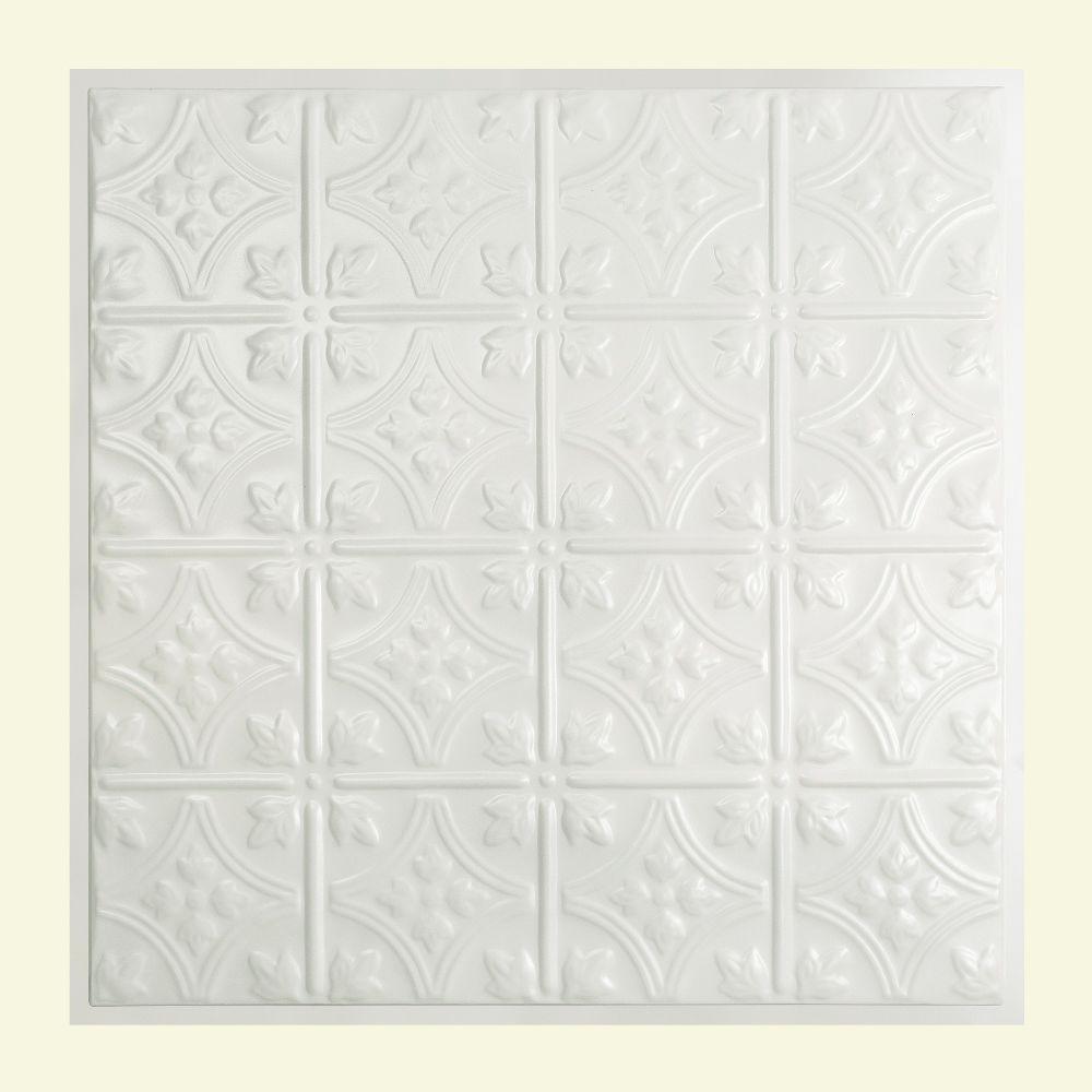 White Tin Style Ceiling Tiles Ceilings The Home Depot