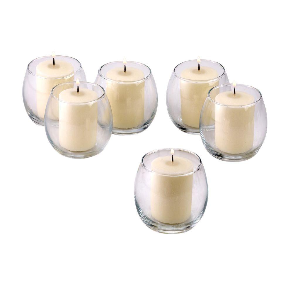 Light In The Dark Clear Glass Hurricane Votive Candle Holders with