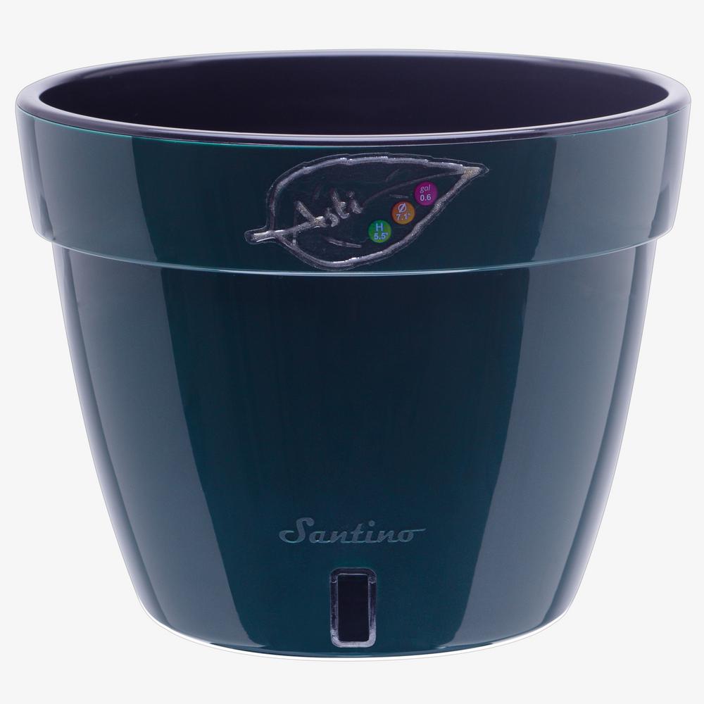 SANTINO Asti 12.6 in. Green/Black Plastic Self Watering Planter