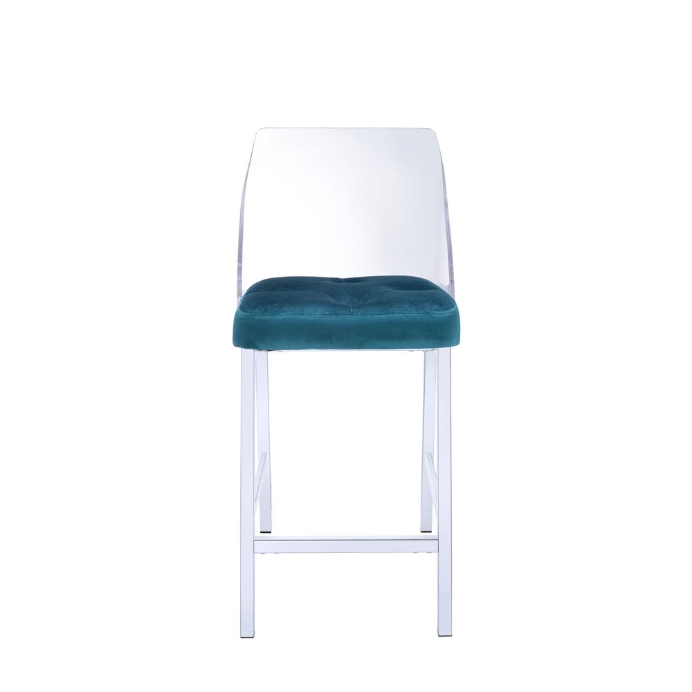 Acme Furniture Na Ii Chrome Acrylic And Teal Velvet Counter Acme Furniture Na Ii Chrome Acrylic And Teal Velvet Counter Height Chair 72175 The Home Depot