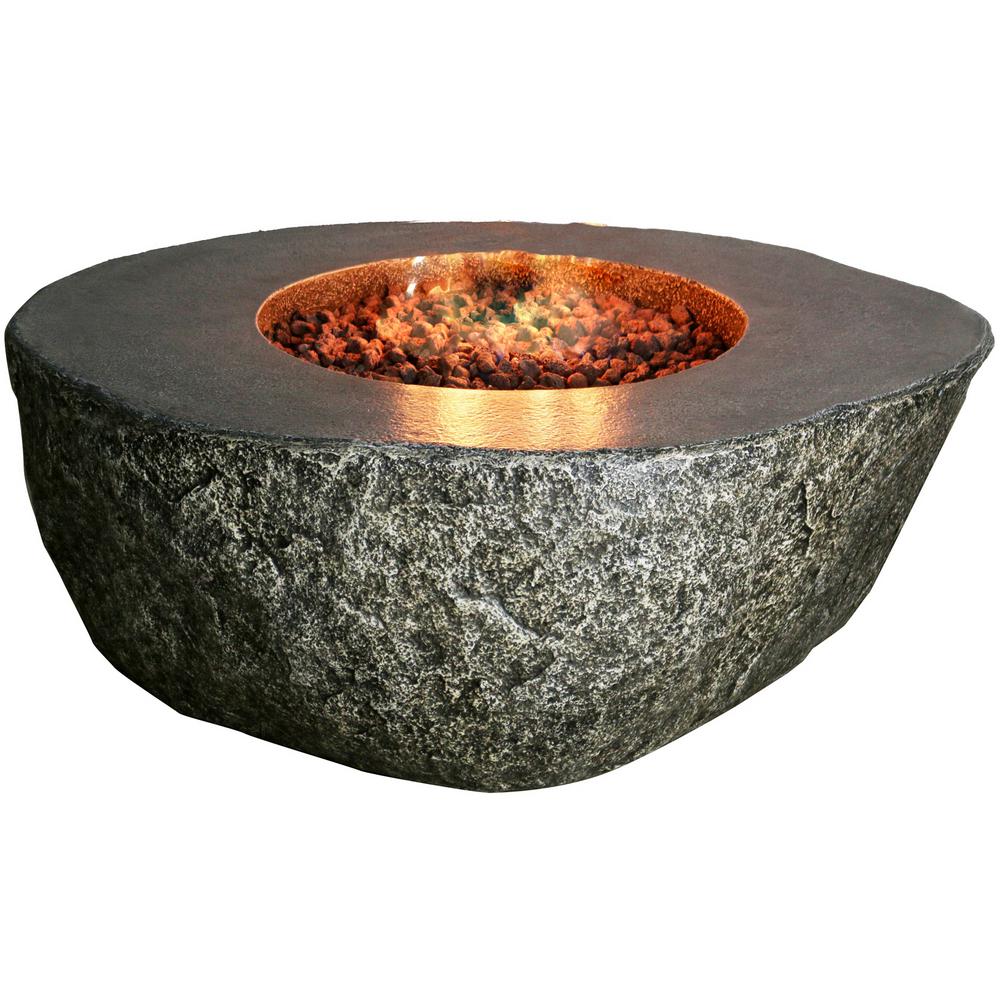 Elementi Fiery Rock 42 in. x 17 in. Round Concrete Liquid ...