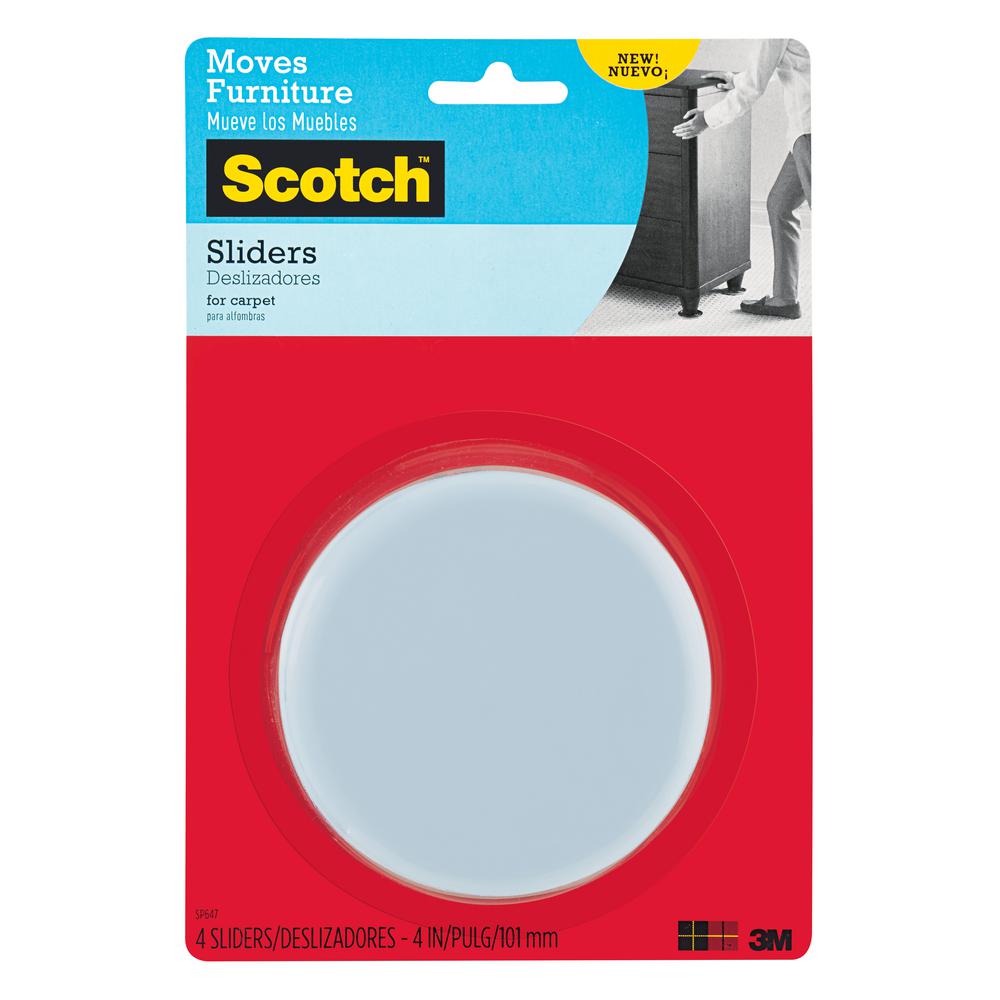 3m Scotch 4 In Gray Black Round Reusable Furniture Sliders 4
