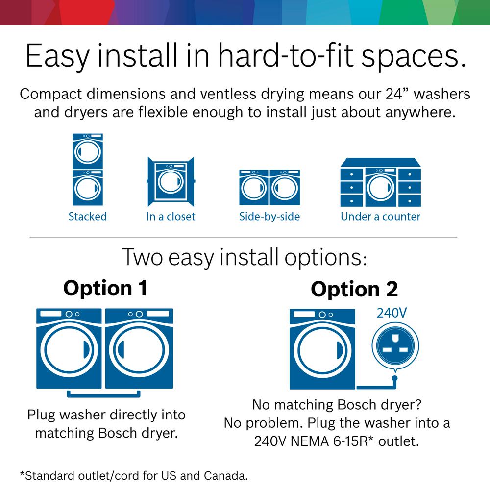 Bosch 300 Series 24 In 2 2 Cu Ft White High Efficiency Front