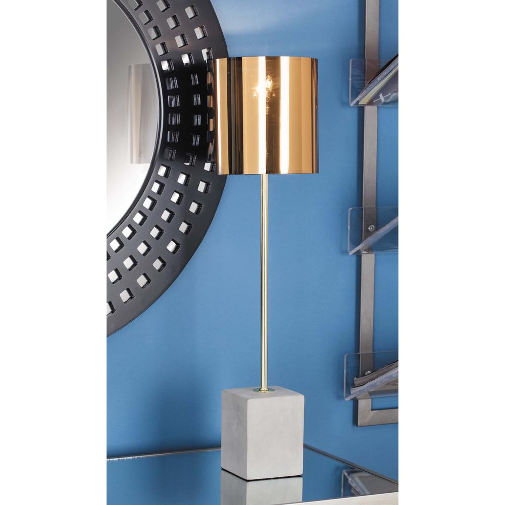 Litton Lane 26 In Modern Gold Iron Table Lamp With Concrete Base Modern Gold Iron Table Lamp With Concrete Base