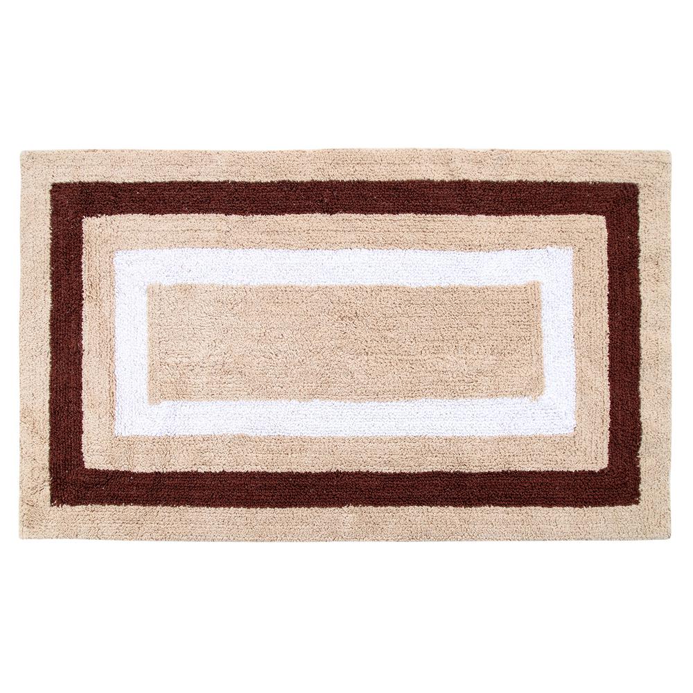 Saffron Fabs Race Track 50 In X 30 Cotton Brown Reversible Machine Washable Bath Rug
