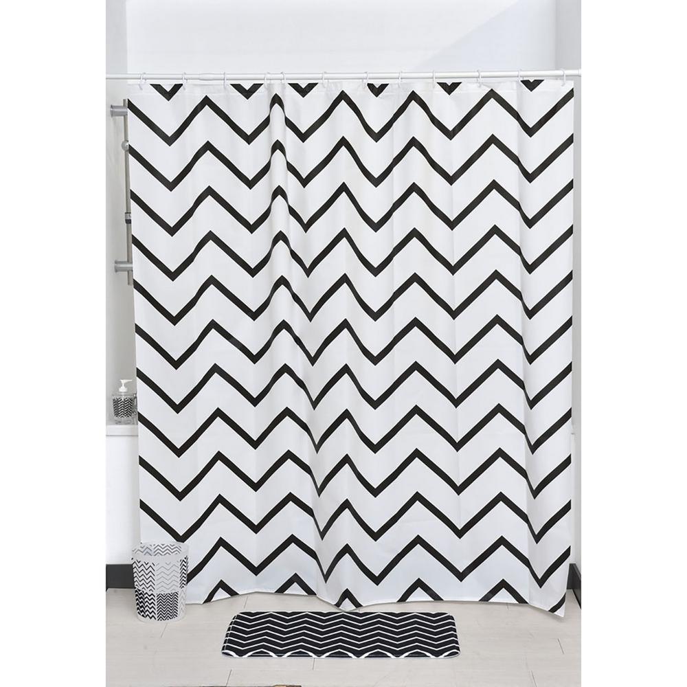 Evideco 71 In X 71 In Black White Zigzag Collection Printed Peva