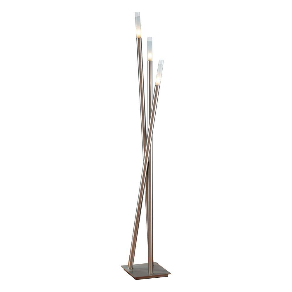 Lumisource 67 in. Brushed Silver Indoor Floor Lamp with Frosted ... Lumisource 67 in. Brushed Silver Indoor Floor Lamp with Frosted ...