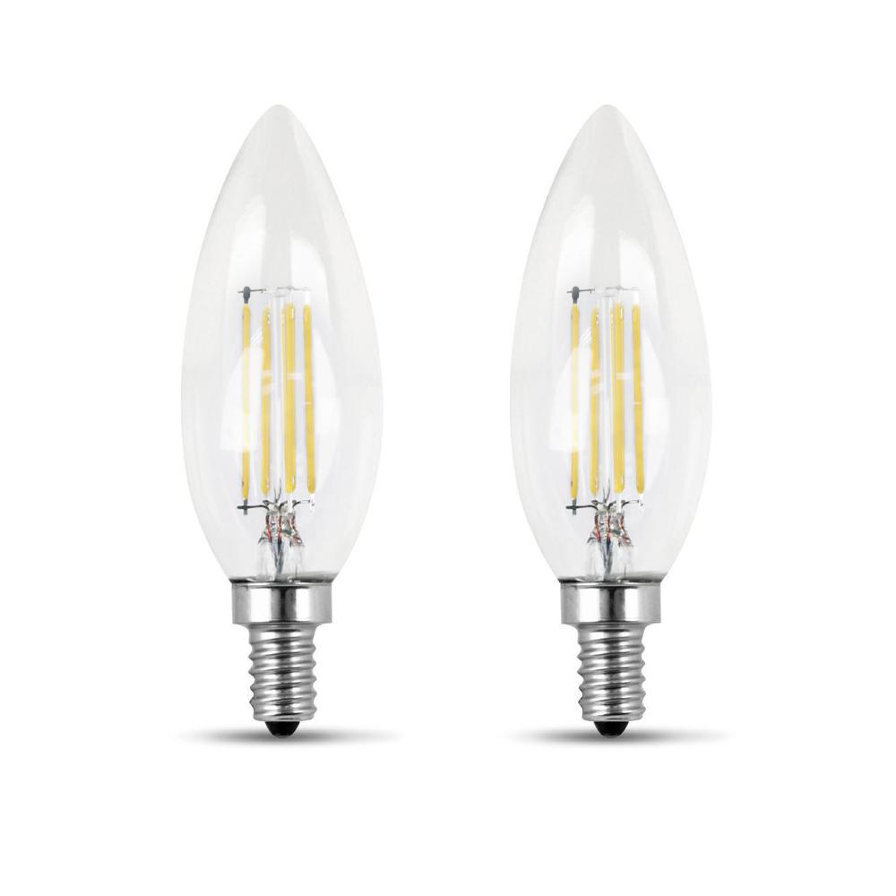 60 Watt Equivalent Candelabra Base led Bulbs E12 CA11 6 Pack Warm White