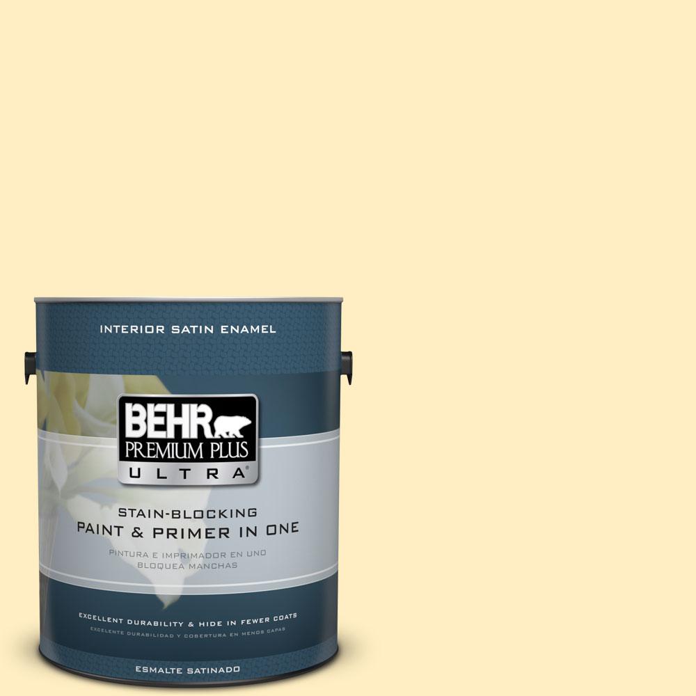 BEHR Premium Plus Ultra 1gal. 380A2 Moonlit Yellow Satin Enamel