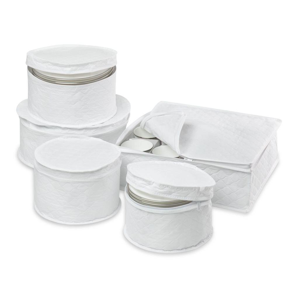 Honey Can Do 5 Piece Dinnerware Storage Set White