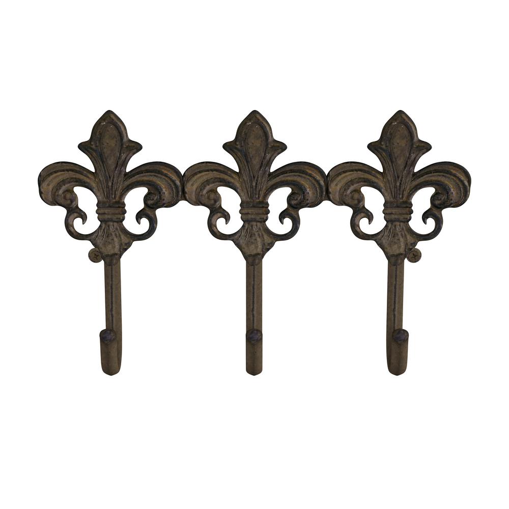 Lavish Home 3 Ged Cast Iron Rustic Wall Mount Decorative Hooks