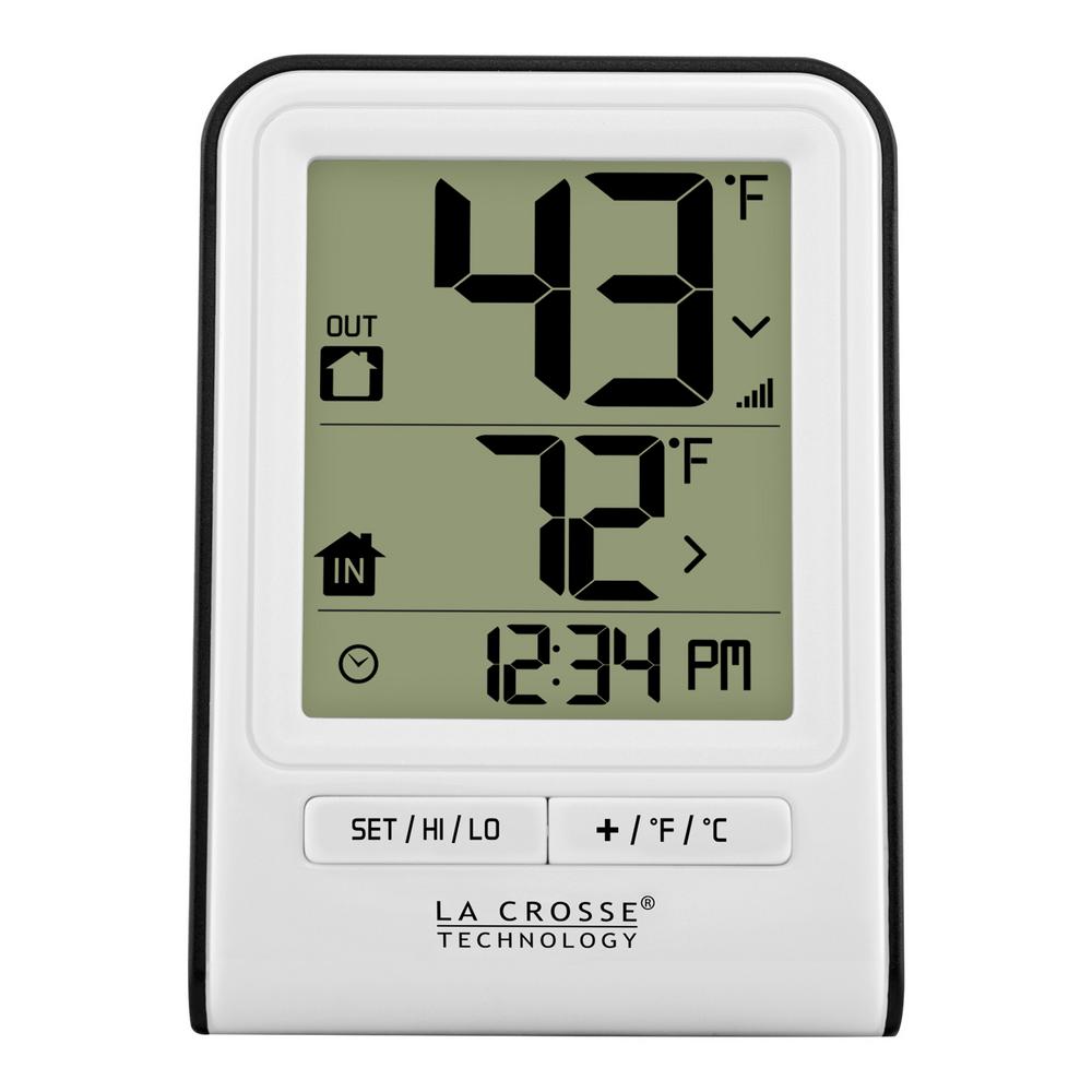 La Crosse Technology White Wireless Temperature Station with Time-308