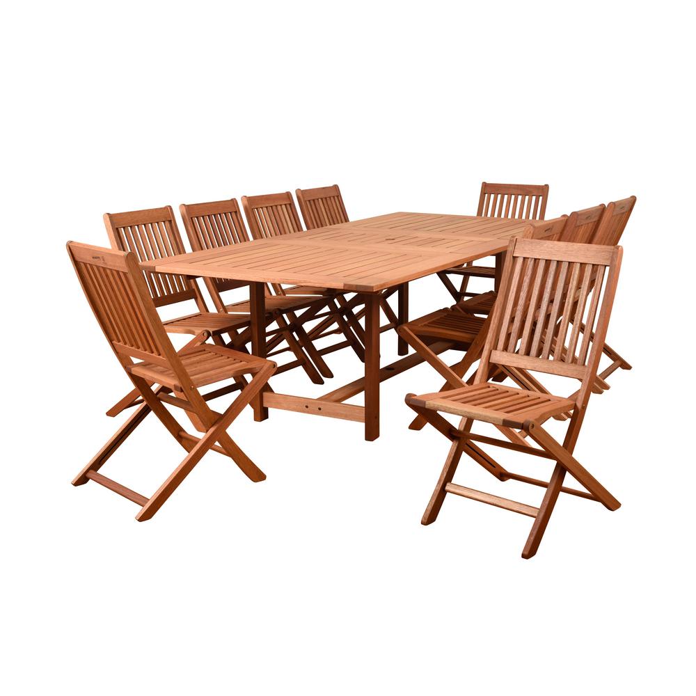 Amazonia Coronado 11 Piece Wood Rectangular Outdoor Dining Set Bt542 10bt239 The Home Depot