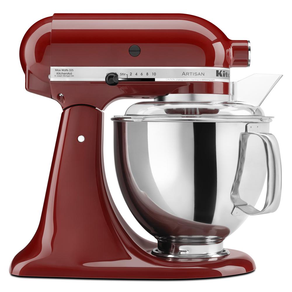 Artisan 5 Qt. 10-Speed Gloss Cinnamon Stand Mixer with Flat Beater, Wire Whip and Dough Hook Attachments