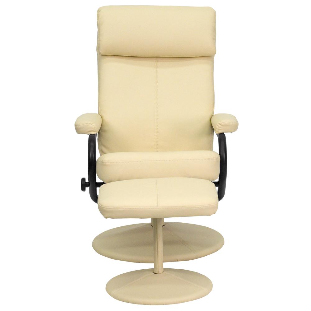 Flash Furniture Contemporary Cream Leather Recliner And Ottoman
