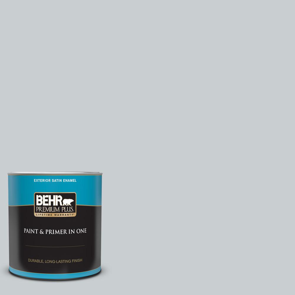 BEHR PREMIUM PLUS 1 qt. 760E2 Manhattan Mist Satin Enamel Exterior Paint and Primer in One