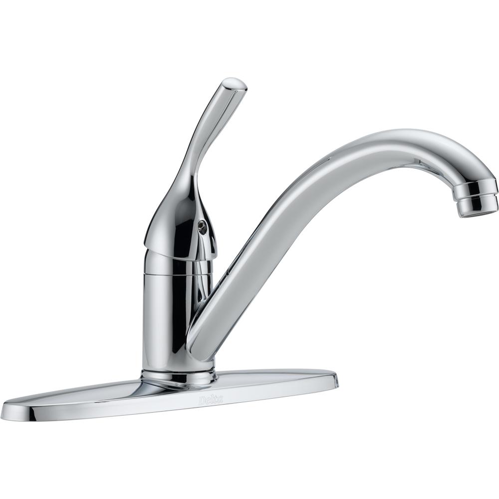 Delta Classic Single Handle Standard Kitchen Faucet In Chrome 100 Dst The Home Depot