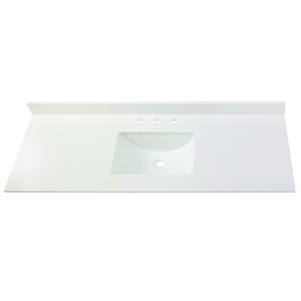 Vanity Tops Bathroom Vanities The Home Depot 61 In W Engineered Marble Single Basin Vanity Top