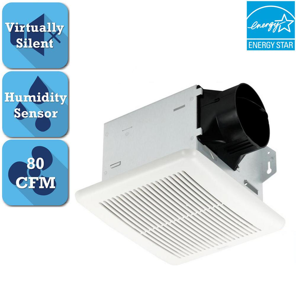 Humidity Sensing Bath Fans Bathroom Exhaust The Home Depot Integrity Series 80 Cfm Ceiling Bathroom Exhaust Fan With Adjule Humidity