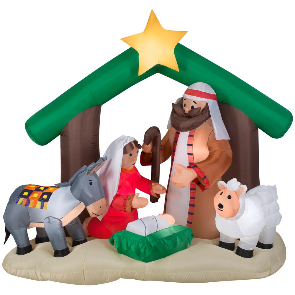 Airblown 6 Ft Pre Lit Inflatable Holy Family Nativity Scene 38401