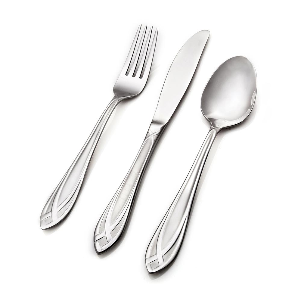 Hampton Forge Lace Frosted 54-Piece 18/0 Stainless Steel Flatware Set ...