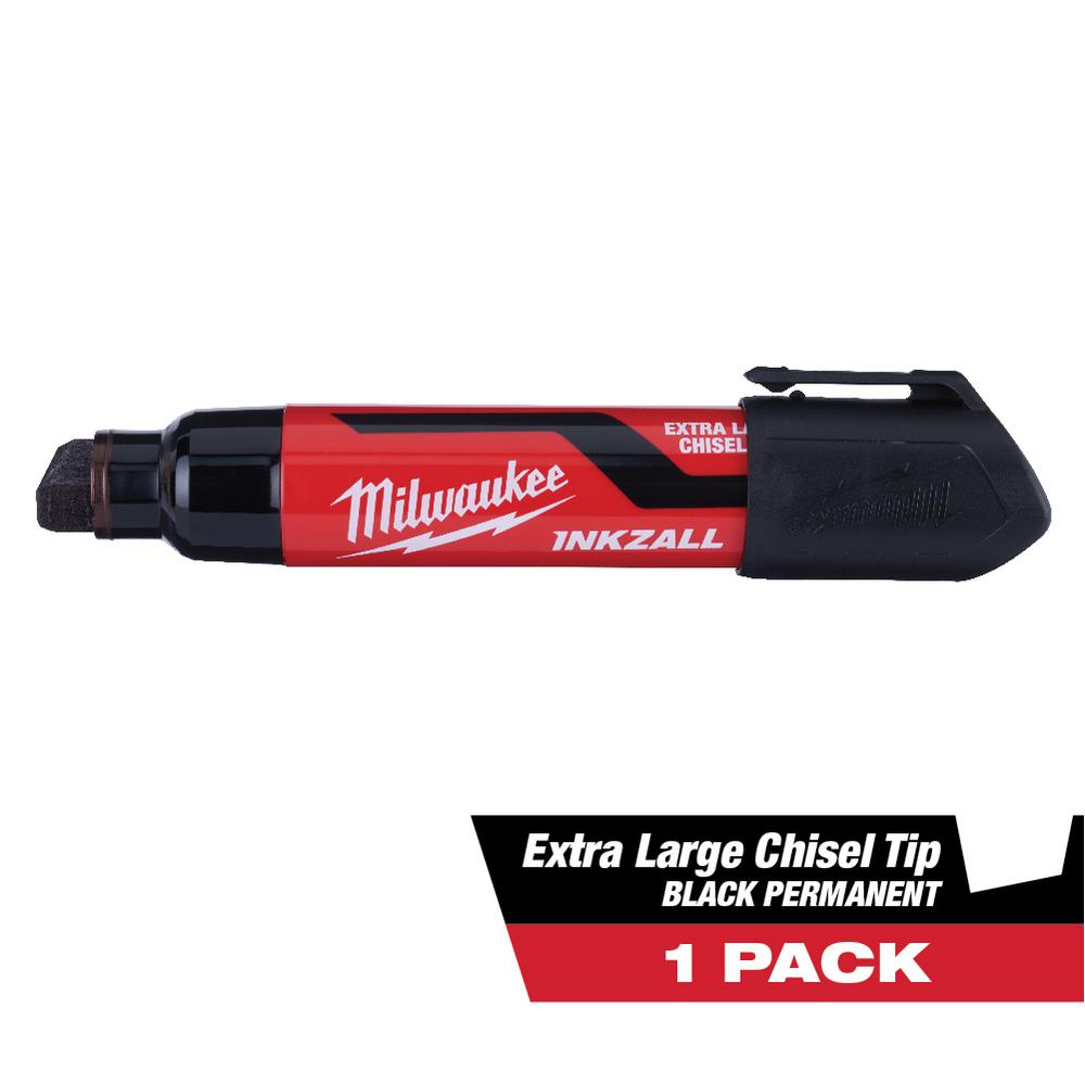 Milwaukee INKZALL Black Extra Large Chisel Tip Jobsite Permanent Marker48223260 The Home Depot