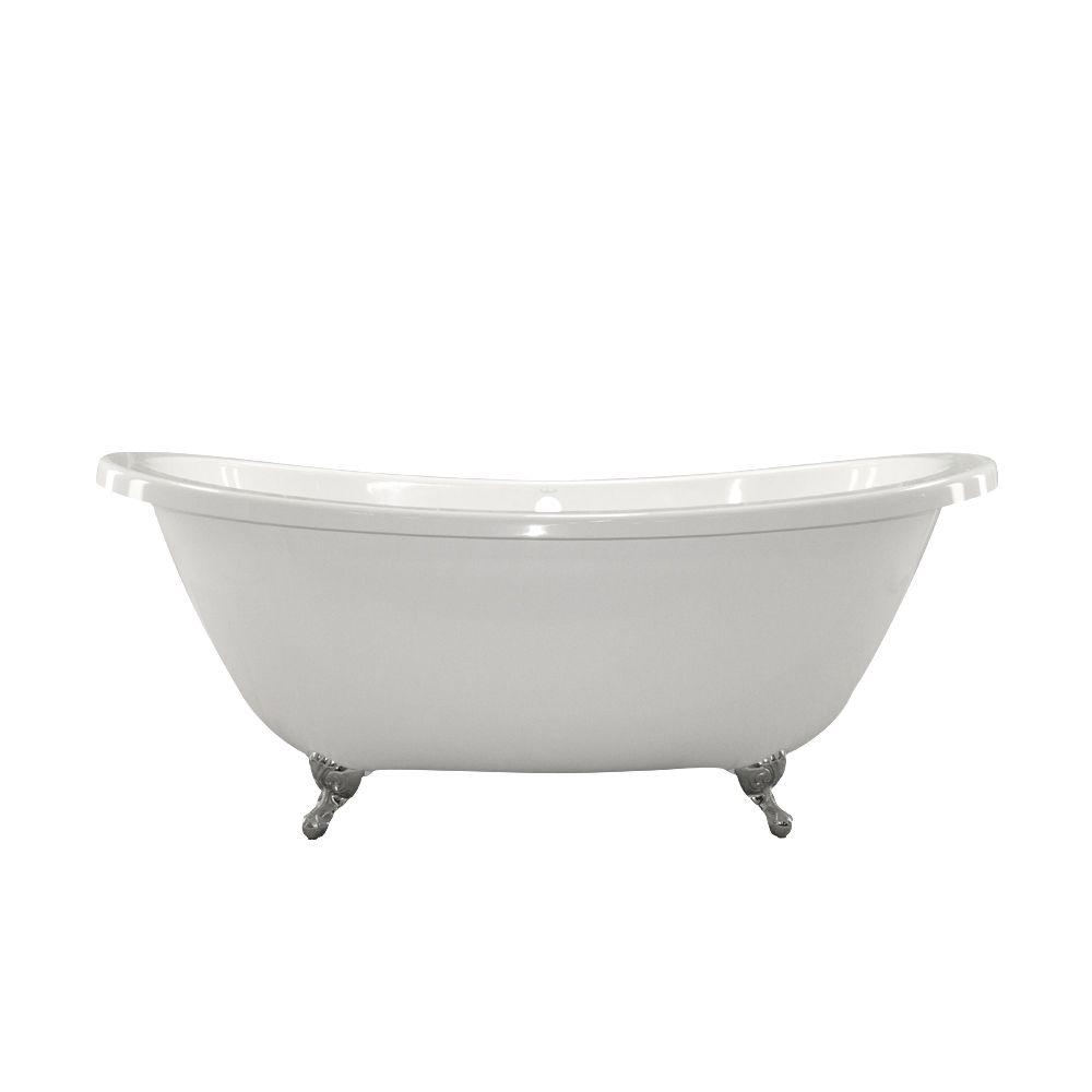 Hydro Systems Andrea 6 ft. Center Drain Solid Surface Claw Foot Double Slipper Tub in White