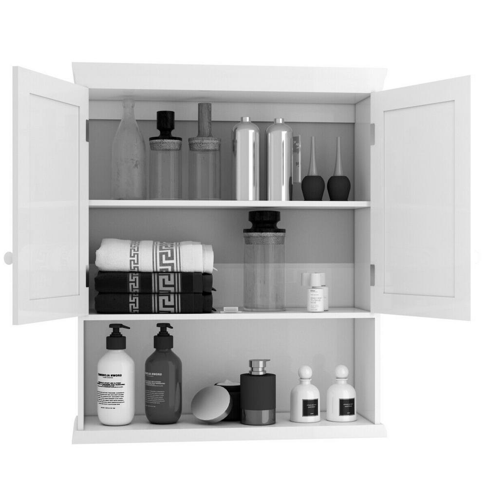Costway 7 9 In W Wall Mount Bathroom Cabinet Storage Organizer In White Ghm0010 The Home Depot