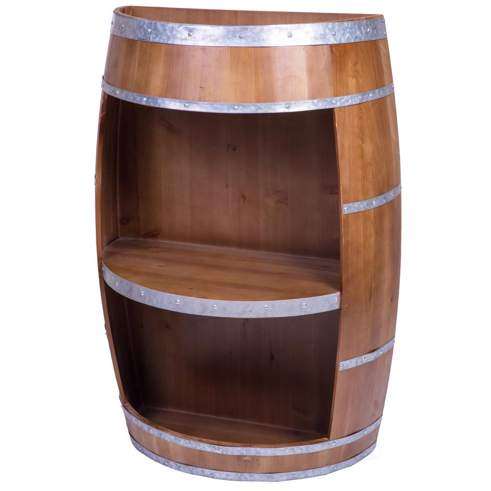 Vintiquewise Rustic Wooden Wine Barrel Bar Storage Rack Rustic Wooden Wine Barrel Bar Storage Rack Style End Table