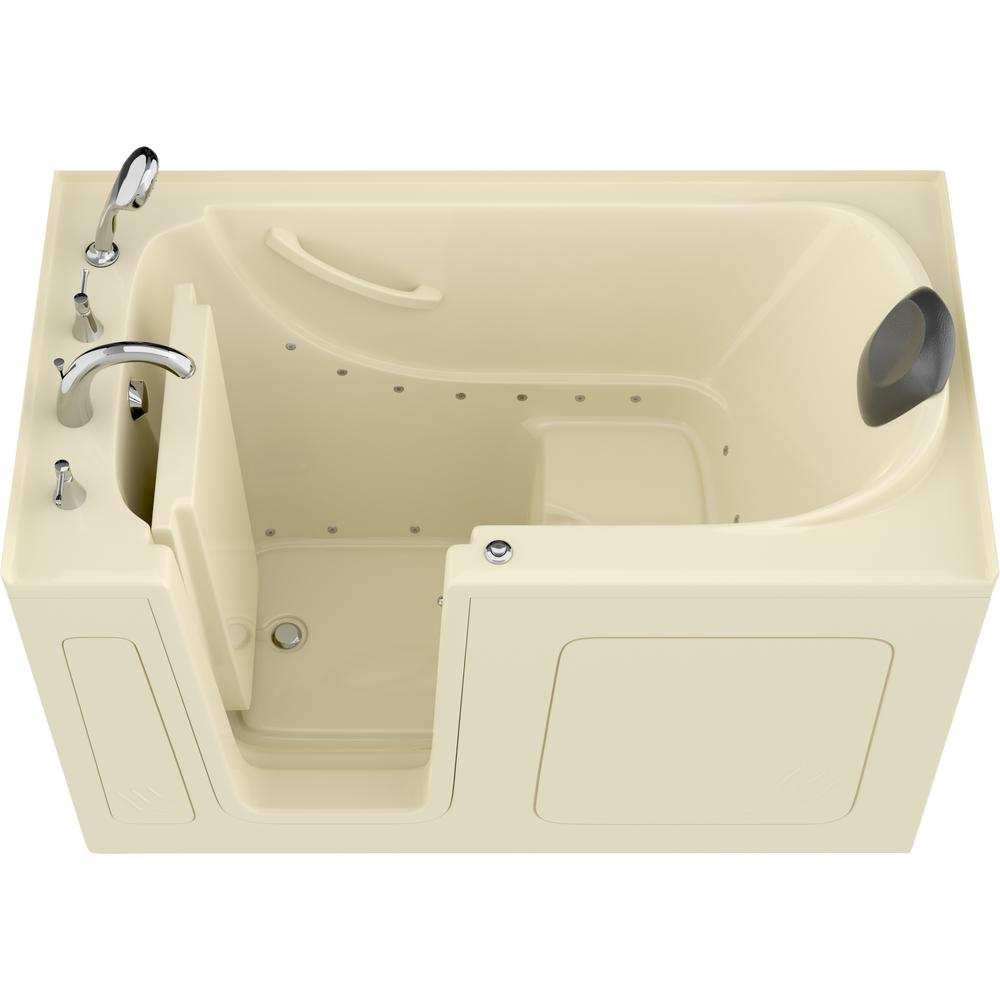 Universal Tubs Safe Premier 59.6 in. x 60 in. x 32 in. Left Drain Walk-in Air Bathtub in Biscuit For Sale