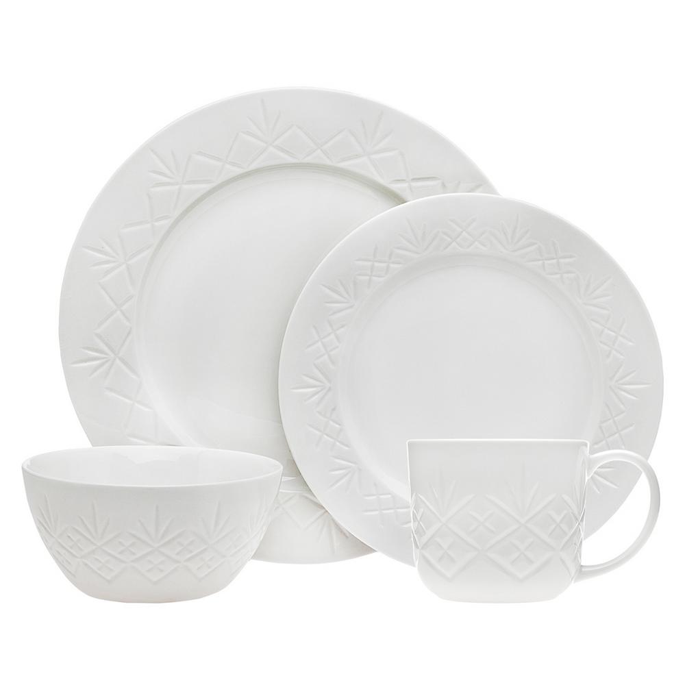 Godinger 16Piece Dublin White Dinner Set62100 The Home Depot