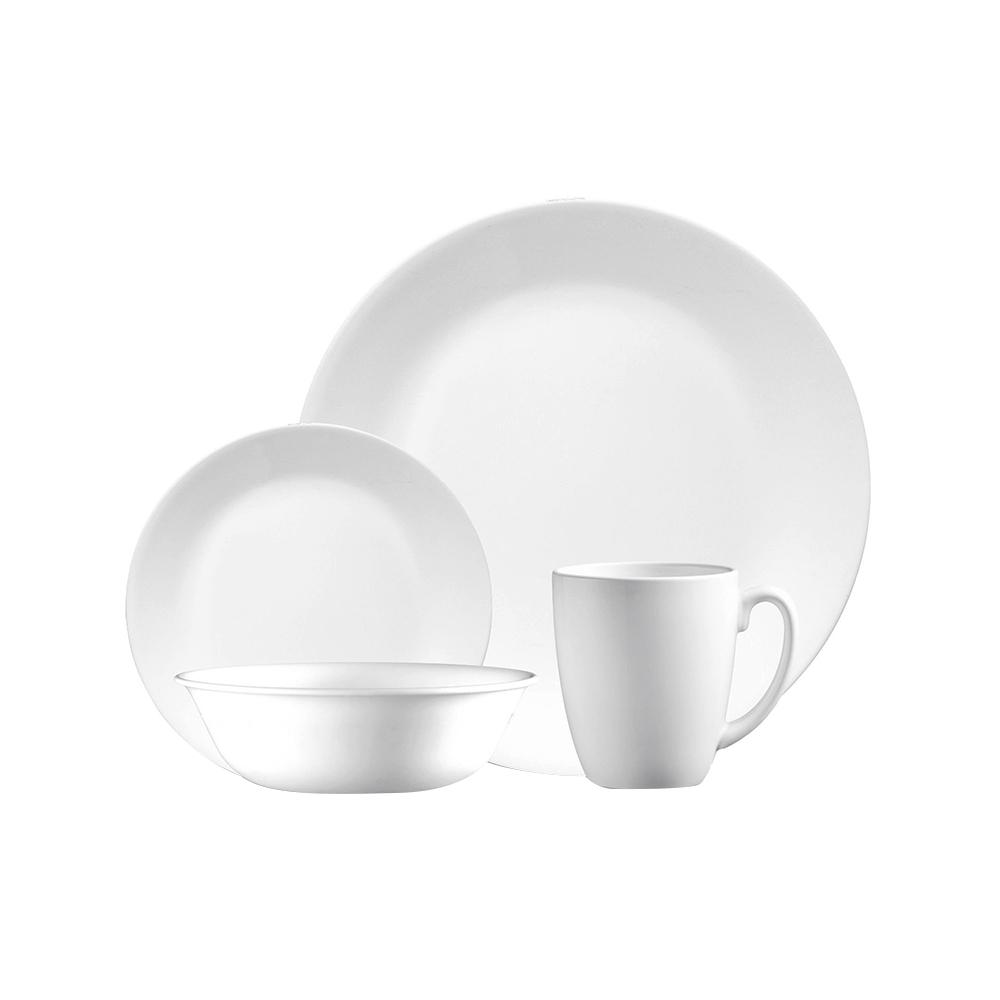 16 Piece Dinnerware Set White Chip Resistant Family Dining Plates Bowls Mugs eBay