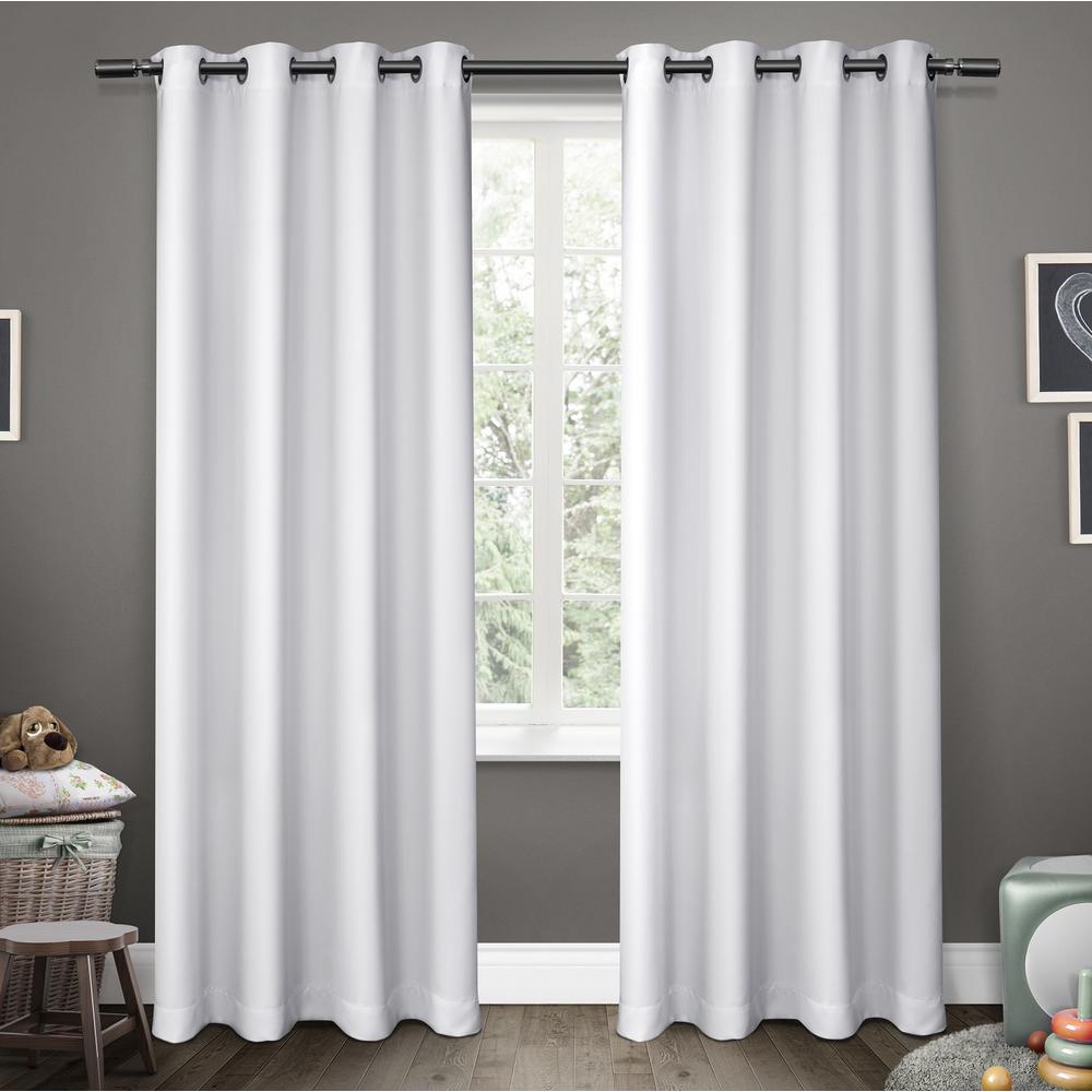 Sateen Kids 52 In W X 84 In L Woven Blackout Grommet Top Curtain Panel In Winter White 2 Panels