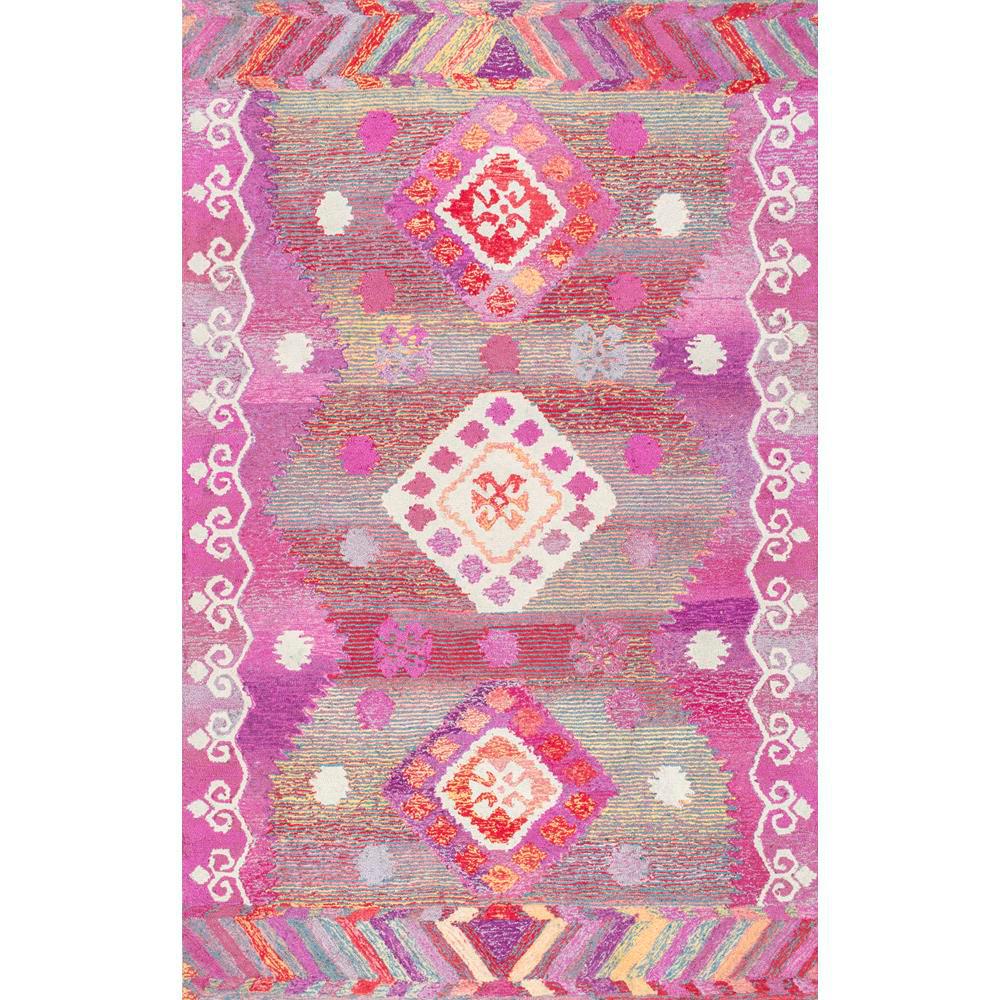 Felt Back Pad Pink Tufted Area Rugs The Home Depot Tribal Diamond Valene Pink 4 Ft X 6 Area Rug