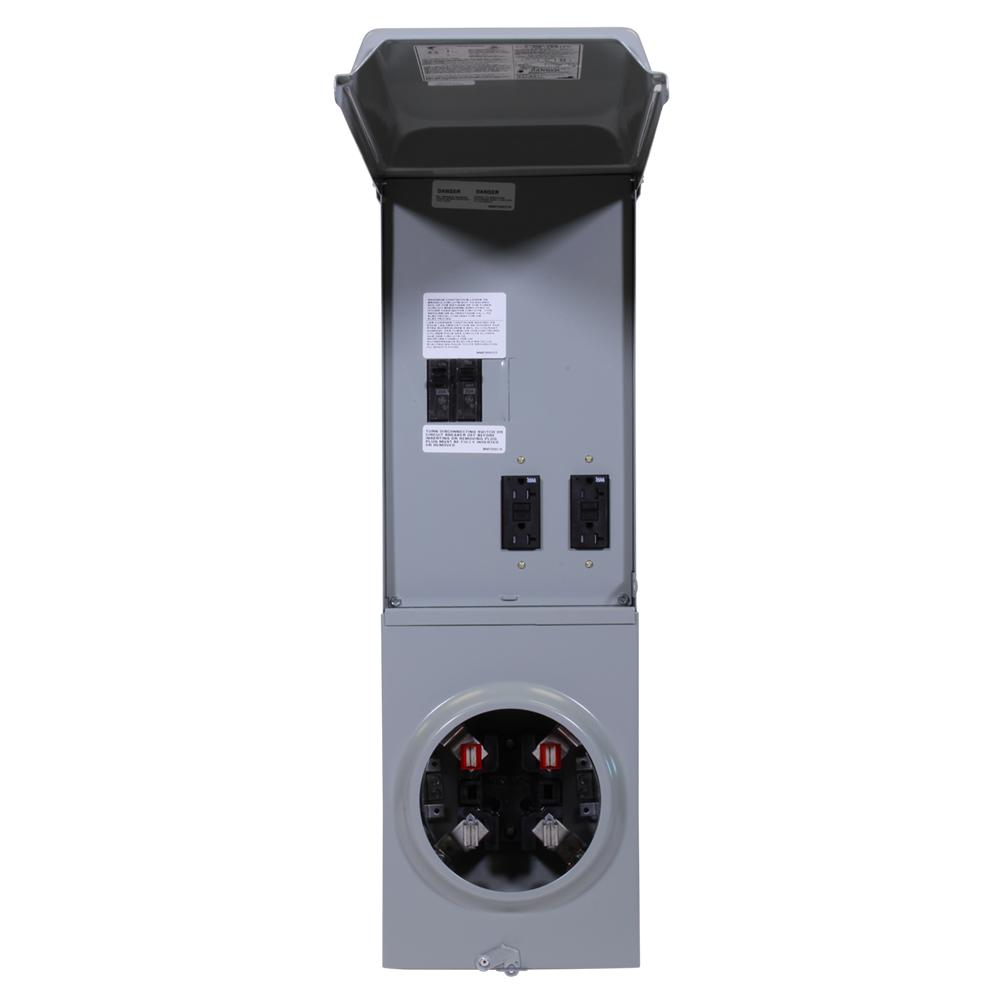 GE 100 Amp Ringless Metered Temporary Power Box with GFCI Top Feed