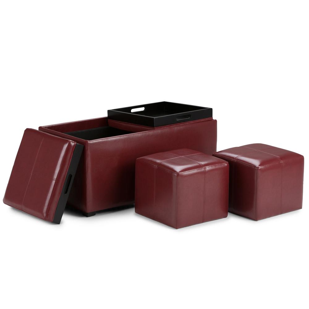 Simpli Home Avalon 35 In Contemporary Storage Ottoman In