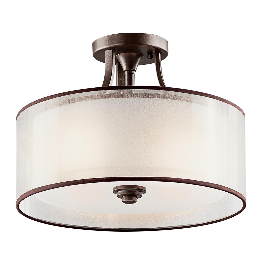 Minka Lavery City Club 3-Light Dark Brushed Bronze Semi-Flush Mount ...