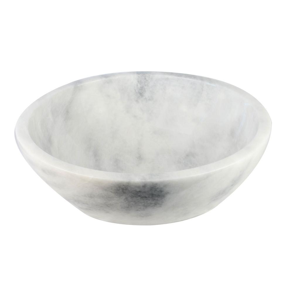 Round Marble Stone Vessel Sink In White