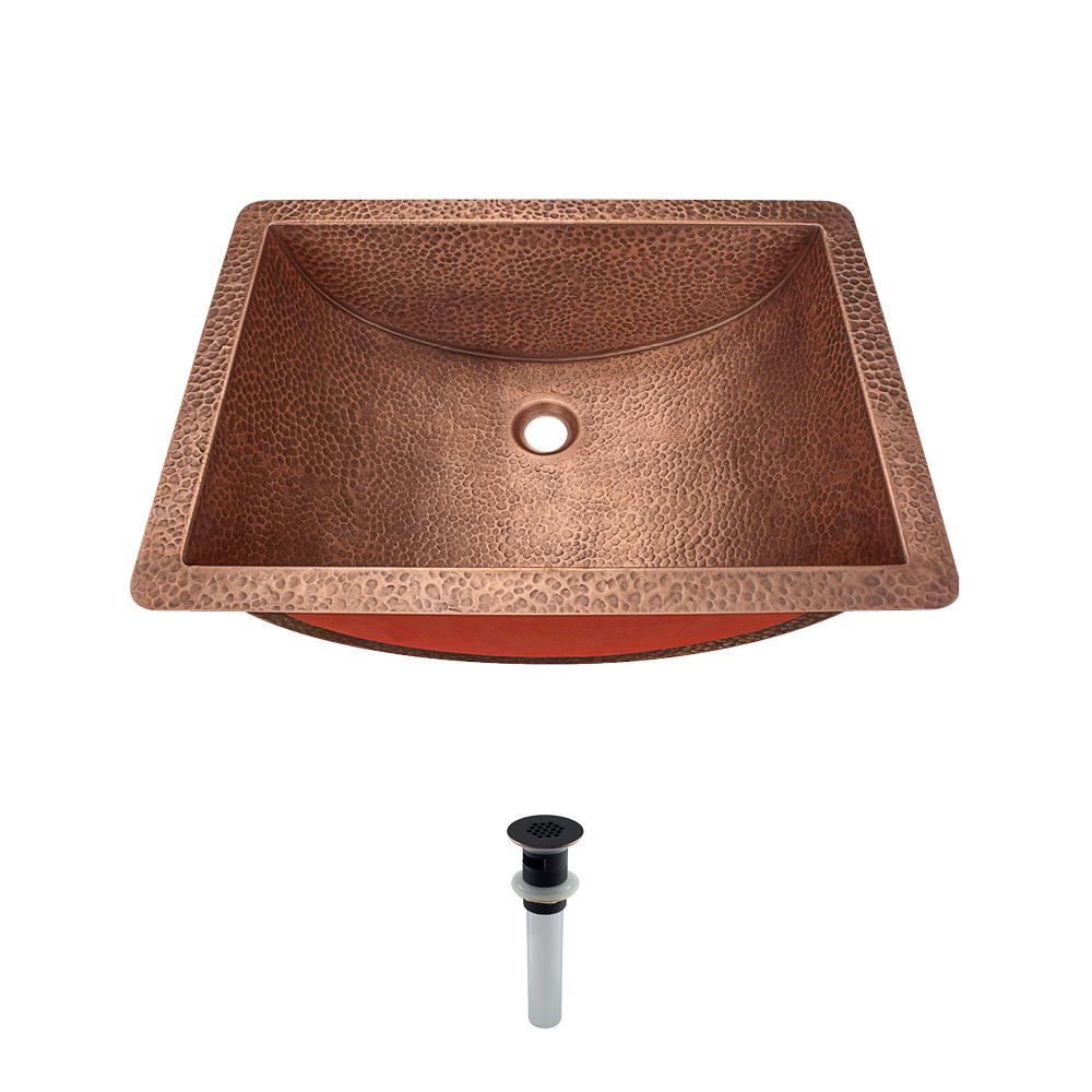 Mr Direct Undermount Bathroom Sink In Copper With Grid Drain In Antique Bronze