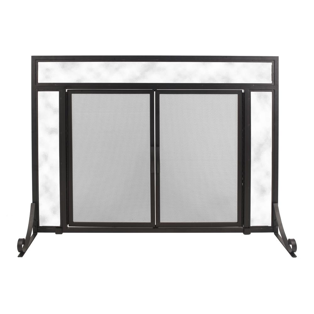 Pleasant Hearth Manchester Large Size Black Steel And Glass Single