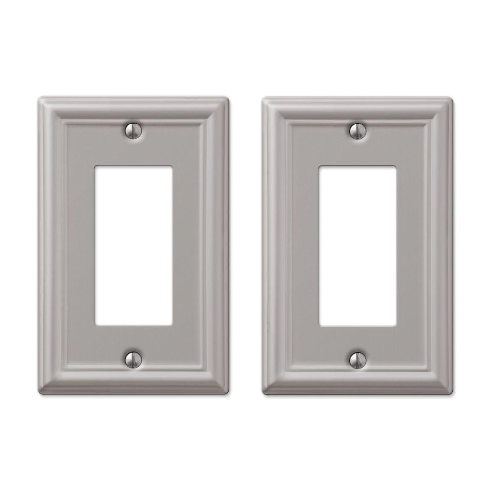 Hampton Bay Ascher 1 Decora Wall Plate in Brushed Nickel Steel (2Pack