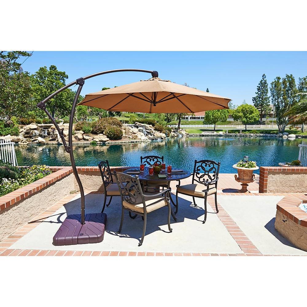 California Umbrella 9 Ft Bronze Aluminum Cantilever Patio Umbrella With Crank Open 360 Rotation In Sunflower Yellow Sunbrella Ba908117 5457 The Home Depot